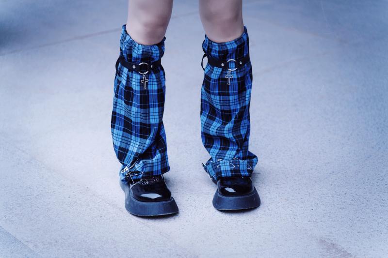 レッグウォーマー レッグウェア アクセサリー チェック柄 ユニーク 個性 ソックス 靴下 ダーク サブカル