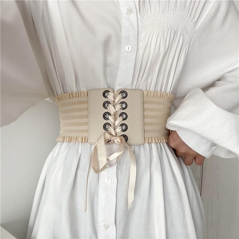 シャツ レディース 夏 ベルト ワイド 弾性 ベルト 女性 装飾的 スーツ 弾性 ウエスト バンド 黒白