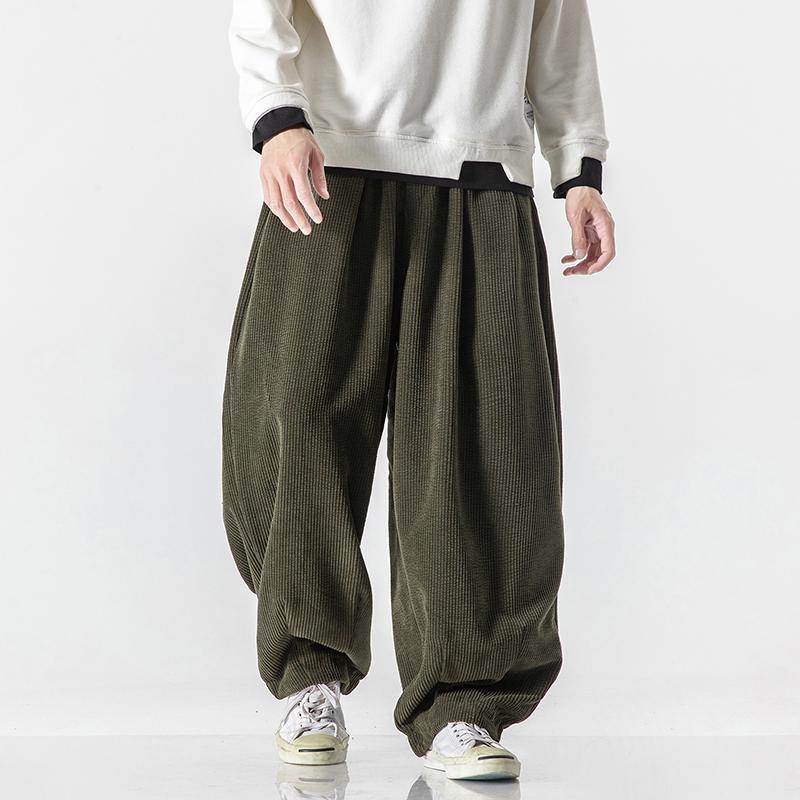 メンズ 秋 冬 カジュアル コーデュロイ 中華風 プラス 大きめ サイズ ストレート ワイド レッグ