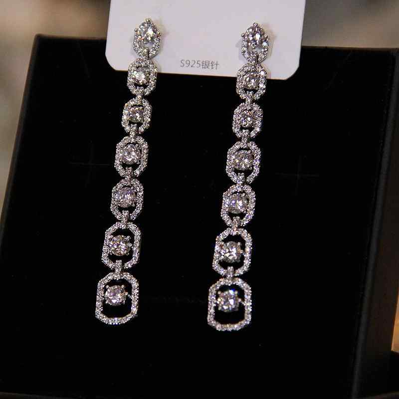 アクセサリー セット 耳飾り ピアス イヤリング ロング ブライダル ウェディング ドレス ディナー スパークリング ゴージャス キラキラ ラインストーン パーティー