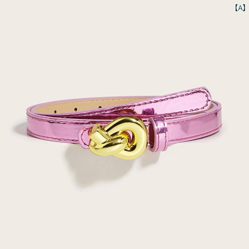 ベルト レディース 細ベルト メンズ ユニセックス シンプル カジュアル 快適 シルバー ゴールド ベース..