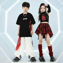 キッズ 子供服 パンク ロック 黒赤 セットアップ ストリート ダンス ヒップホップ ジャズ メンズ レディース 夏 チャイナ 龍
