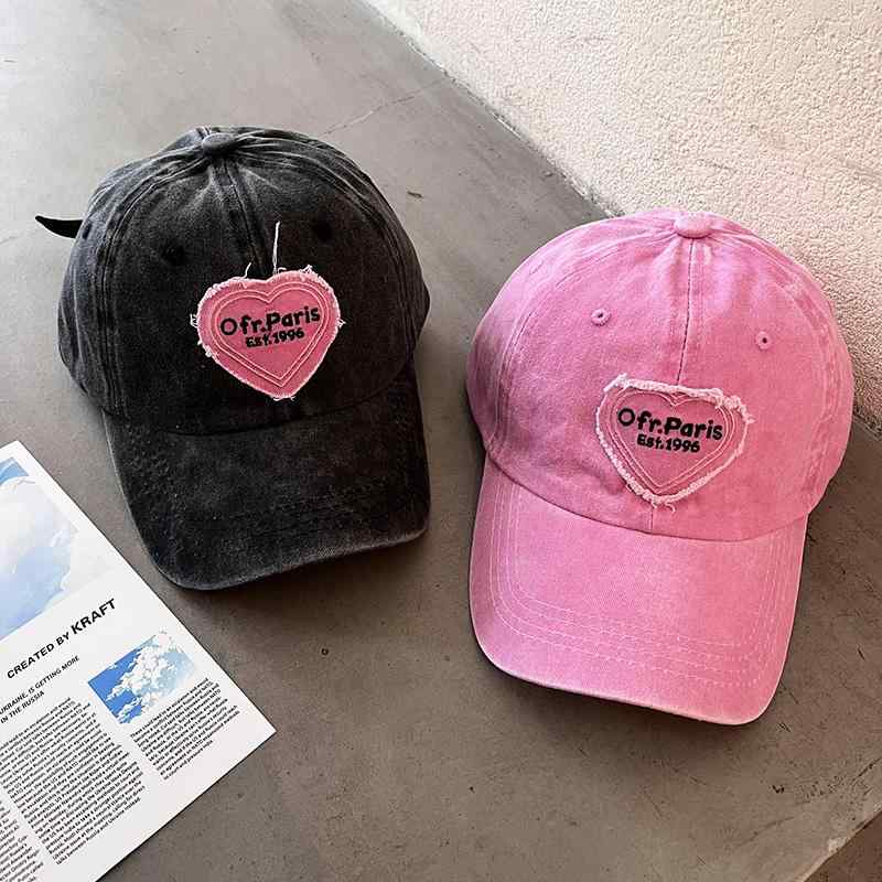 ベースボールキャップ カジュアル 夏 ピンク 文字 刺繍 愛 パッチ メンズ レディース レトロ ソフト トップ 野球帽 ピーク キャップ ストリート メンズ レディース兼