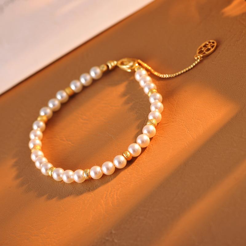 楽天セキュアデポブレスレット レディース 女性用 パール 金メッキ 銅合金製 オーストラリア産 ホワイトパール 円形 繊細 上品 エレガント 華奢 小さめデザイン レイヤード オフィス 通勤 デイリー パーティー おしゃれ プレゼント ギフト
