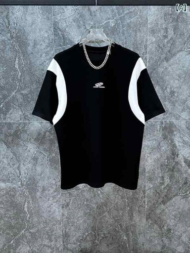 メンズ トップス 半袖 Tシャツ アメカジ ストリート ファッション 肩パッド 夏 ラウンドネック 薄手 コントラストカラー カジュアル ストリート メンズ トップス 半袖 Tシャツ アメカジ ストリート ファッション 肩パッド 夏 ラウンドネック 薄手 コントラストカラー カジュアル ストリート