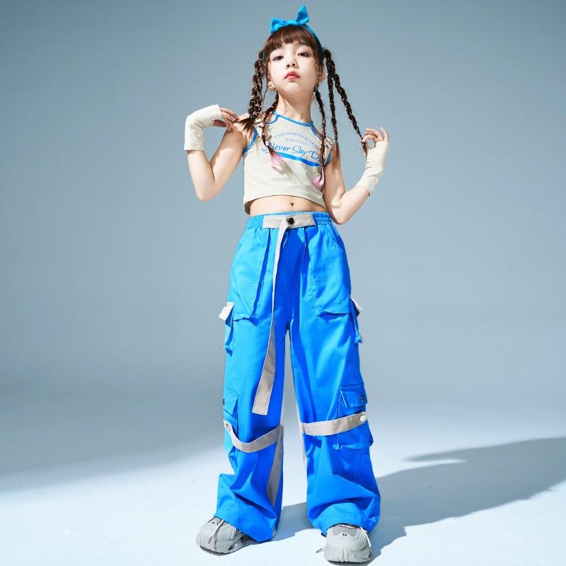 子供服 女の子 Tシャツ タンクトップ へそ出し パンツ 夏 コスチューム バンド ダンス ヒップホップ ストリート系 パフォーマンス 衣装 クール かっこいい キッズ