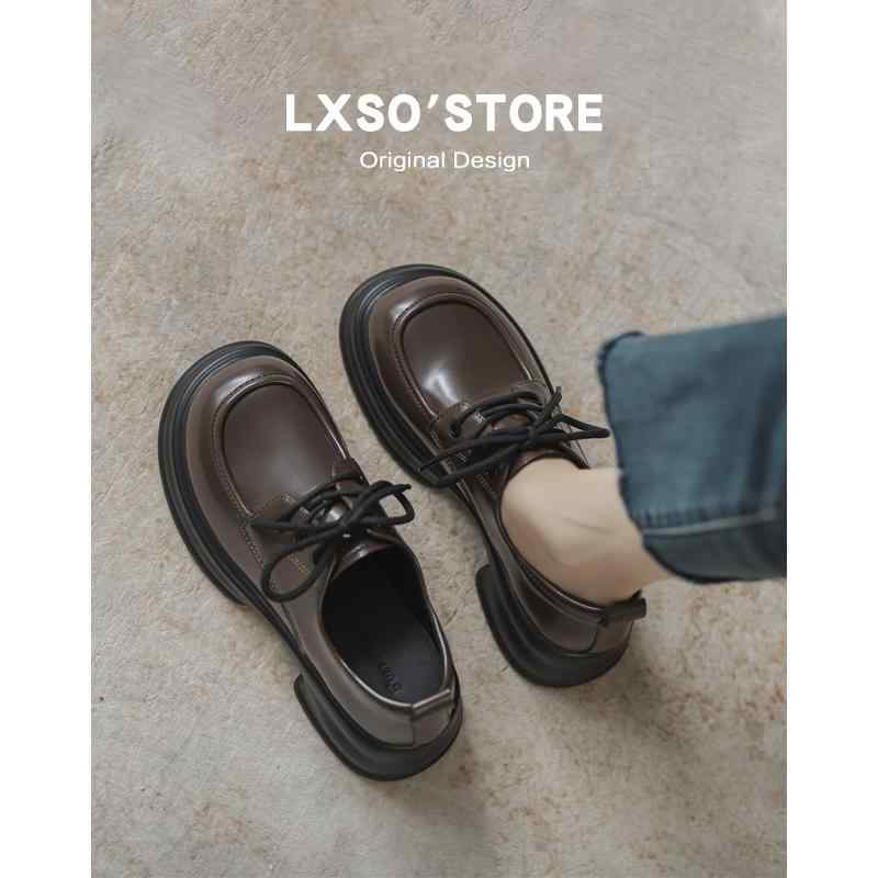 革靴 レディース 学生 カレッジ ビジネス 通勤 通学 紐靴 婦人靴 シューズ ラウンドトゥ 厚 英国風 レザー ローファー 春秋