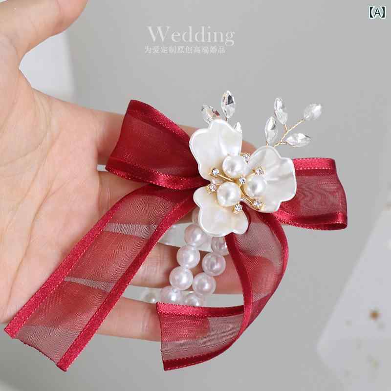 リストブーケ リストコサージュ 結婚式 ハンド フラワー ロープ 韓国 レディース ファッション アクセサリー オールシーズン ウェディング パーティー 手首 装飾