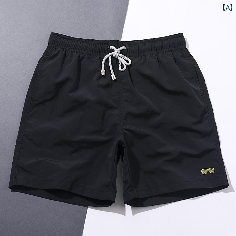 メンズ 夏 カジュアル パンツ ビーチ 海パン 水着 プール サーフィン 海水浴 ショート ブラック クォー..
