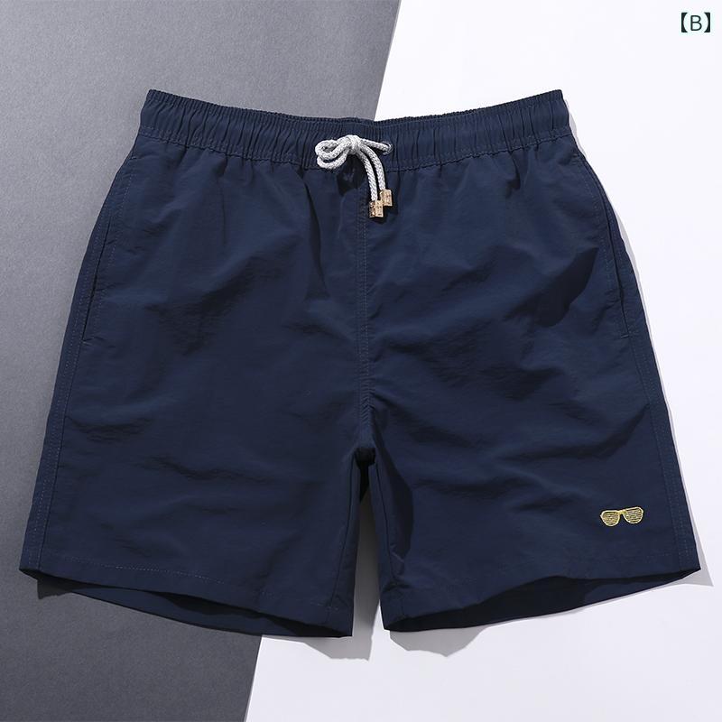 メンズ 夏 カジュアル パンツ ビーチ 海パン 水着 プール サーフィン 海水浴 ショート ブラック クォーター 速乾 裏地 アウター 海辺 旅行 水泳