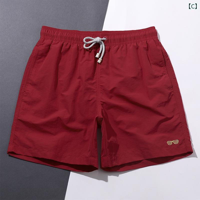 メンズ 夏 カジュアル パンツ ビーチ 海パン 水着 プール サーフィン 海水浴 ショート ブラック クォーター 速乾 裏地 アウター 海辺 旅行 水泳