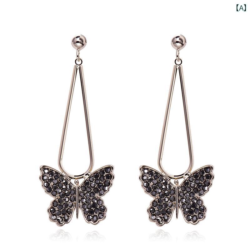 ピアス 大人 かわいい アクセサリー レディース ジュエリー 925 シルバー ニードル ピアス 女性 蝶 ロング ピアス ファッション 韓国 シンプル ピアス