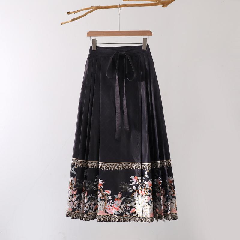 ボトムス スカート ロング エレガント チャイナ プリーツ スリム フィット ロング 中国風 レトロ 漢服 かわいい 婦人服 清楚 春夏秋 レディース レディース