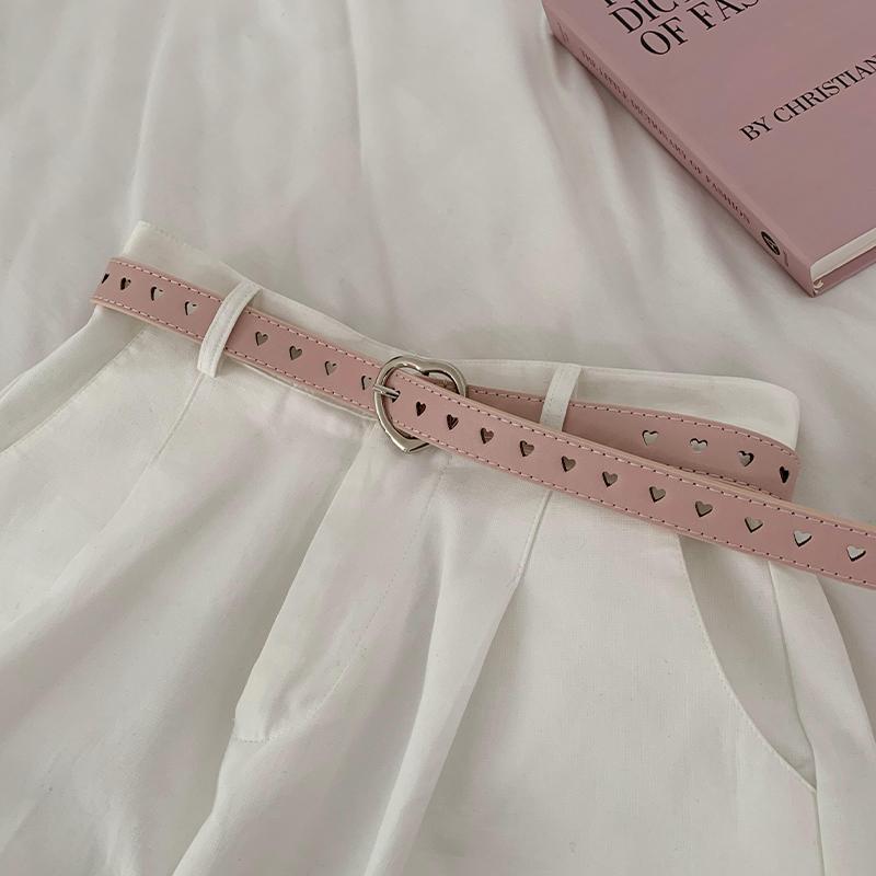 ベルト レディース おしゃれ ファッション 女の子 ピンク ハート型 細ベルト シンプル スカート ジーン..