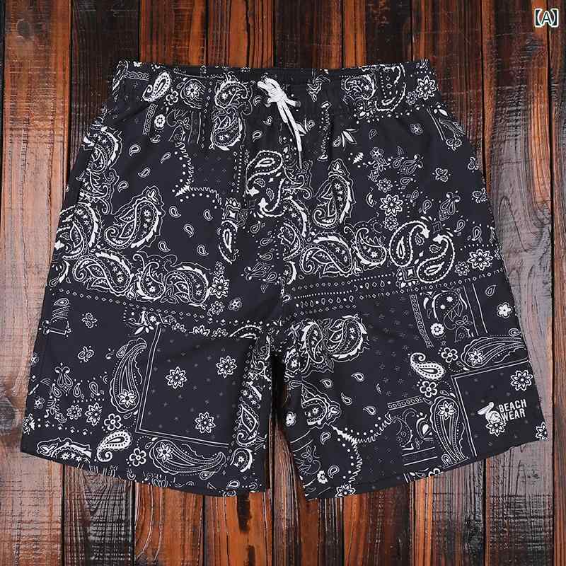 メンズ パンツ ビーチ 海パン 水着 プール サーフィン 海水浴 ショート イン ペイズリープリント バケーション