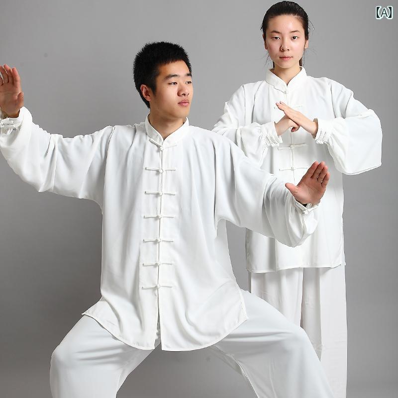 セキュアデポの太極拳 ウェア 体操 武術着 カンフーウェア スポーツウェア 中国 太極拳 練習 競技 パフォーマンス エレガント メンズ レディース｜アングル2