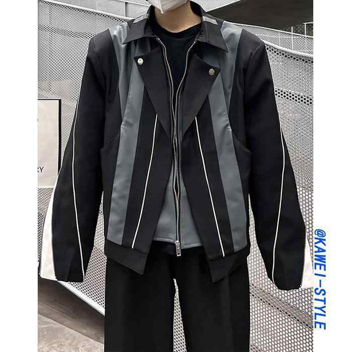 ジャケット おしゃれ 韓国 ダーク ストリート コンストラクト スプライス カラー ジャケット メンズ レ..