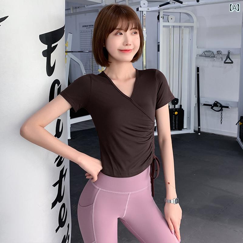 フィットネス ウェア レディース タイト スポーツ ランニング シャツ 夏 ヨガ セクシー グレー ブラック ブラウン