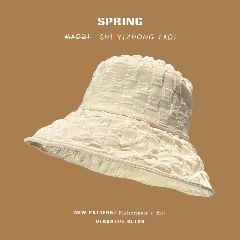 帽子 韓国 シアサッカー さわやか 帽子 和風 春夏 日よけ 小さめ バケットハット レディース