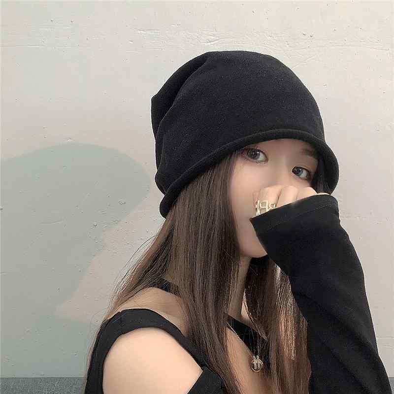 レディース 秋 冬 カジュアル 帽子 ブラック 包頭 韓国 パイル ハット ストリート プルオーバー クール ハット ターバン ハット 用