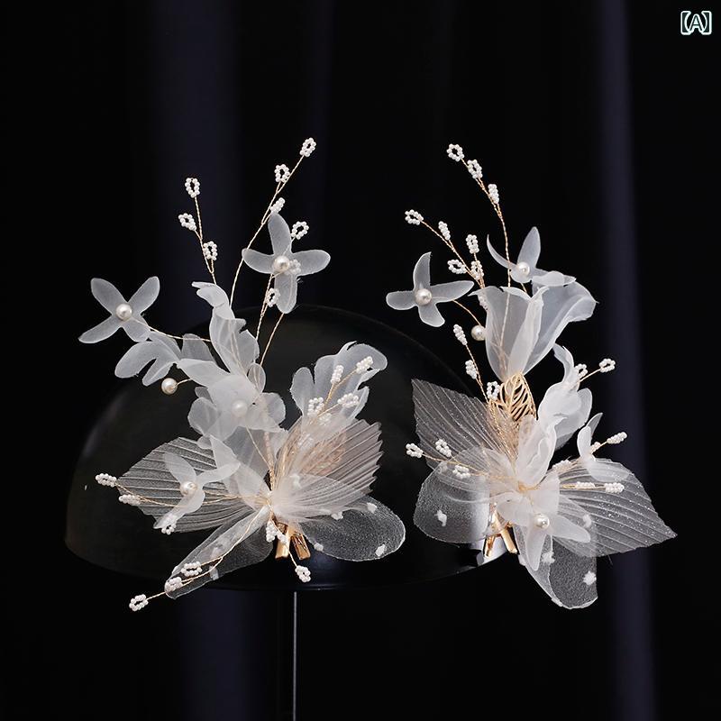ウエディング 花嫁 ヘッドドレス ヘアピン ヘアアクセサリー 結婚式 髪飾り イヤリ...