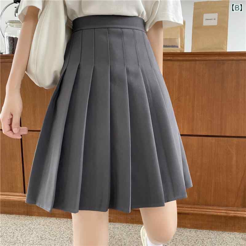 セキュアデポのレディース 夏 大きいサイズ プリーツスカート ミモレ丈 ウエスト ゴム 着痩せ a ライン スカート JK ミドルスカート｜アングル2