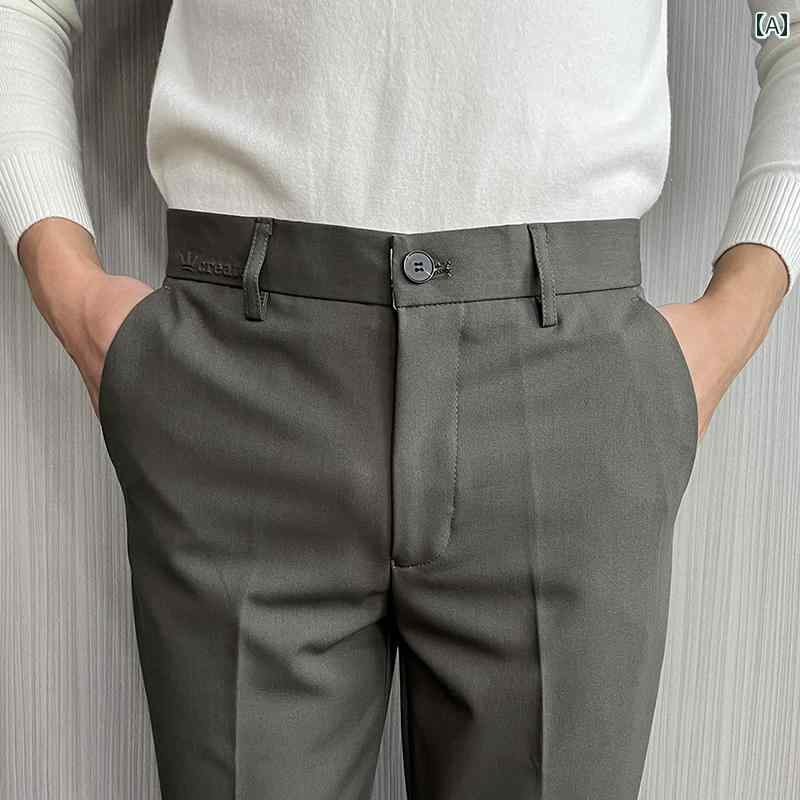 Other - パンツ スラックス メンズ オータム グリーン ビジネス プロ スーツ ハイエンド 抗 シワ ストレート スリムフィット