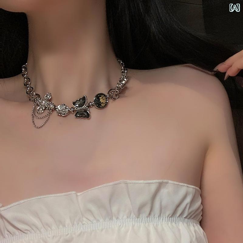 ネックレス レディース バロック 重厚 鎖骨 チェーン パンク ライト 豪華感 レトロ ネック クール