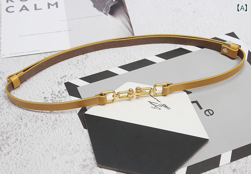 レディース カジュアル ベルト スーツ ドレス セーター ハイエンド 装飾的 薄手 ブラック レザーベルト