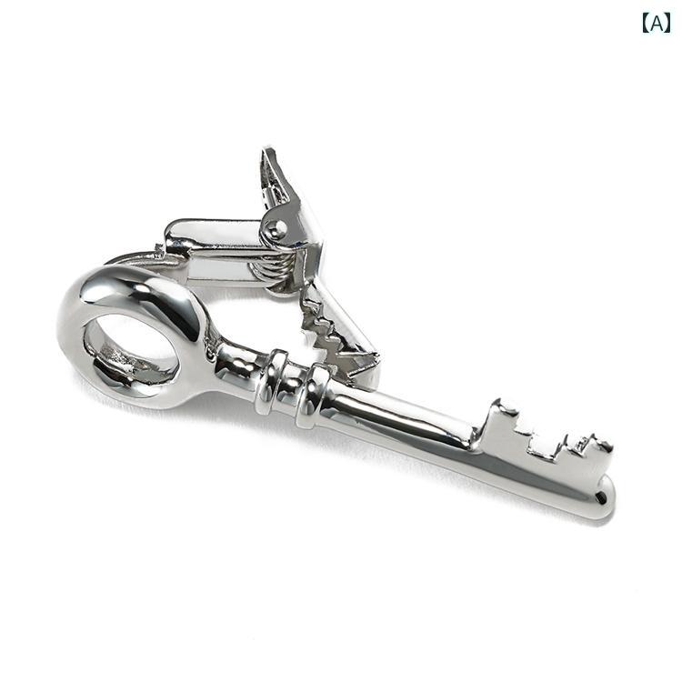 ネクタイ ピン 紳士 メンズ キー カラー クリップ フォーマル ビジネス ネクタイ クリップ 興味深い シルバー ネクタイ クリップ ネクタイ ギフト ボックス