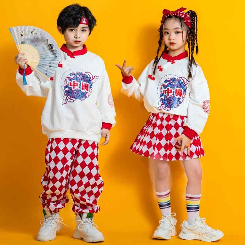 子供服 キッズ チャイナ風 伝統 パフォーマンス 衣装 漢服 コーラス ユニフォーム コスチューム 秋 チアリーディング ダンス ストリート