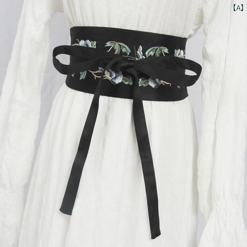 帯ベルト サッシュベルト ウエストマーク 刺繍 ベルト ワイド コルセット 和風 リボン スカート シャツ コート 和装 伝統 浴衣 個性 トラディショナル