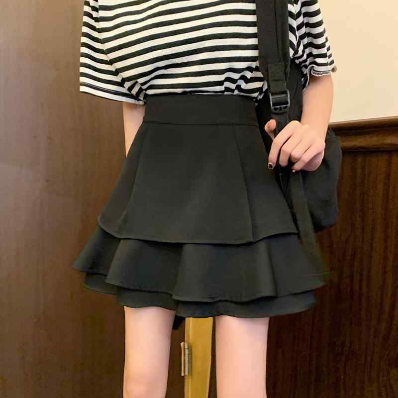 スカート レディース ボトムス 用 大きいサイズ ケーキ ハイウエスト スリミング 露出 防止 プリーツ ..