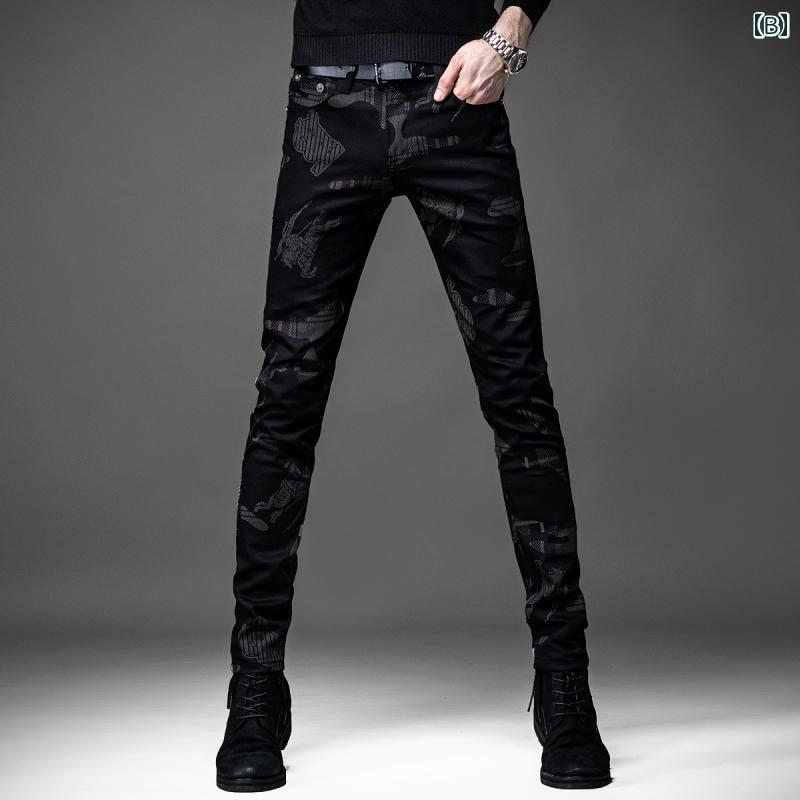 メンズ デニム ロングパンツ 春秋 ストレート スリム カジュアル スタイリッシュ おしゃれ 快適 デイリー イベント レジャー アウトドア ツーリング