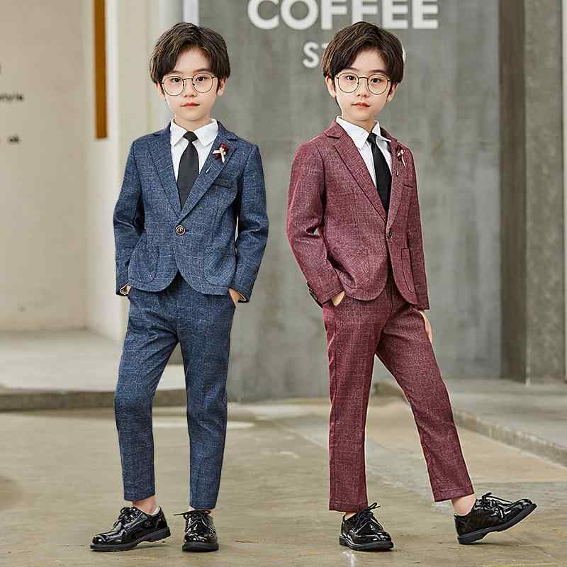 Occidental Goods - スーツ キッズ 子供 おしゃれ ファッション 韓国 男の子 春秋 英国風 ドレス ボーイズ 長袖 パフォーマンス ジャケット パンツ ネクタイ ブローチ