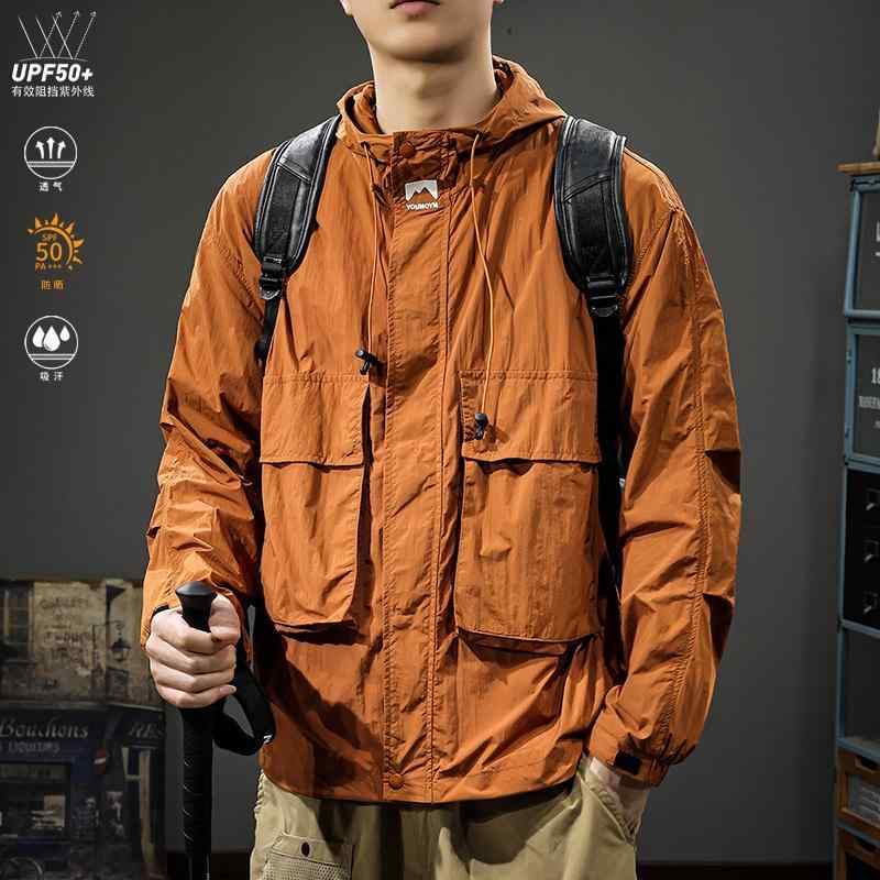 Other - メンズ ウィンドブレーカー 夏 アウトドア スポーツ 作業着 日焼け防止服 サンテクト ひんやり 涼しい 快適 涼しい 速乾 肌保護 シャカシャカ マウンテンパーカー フード 薄手 ジャケット