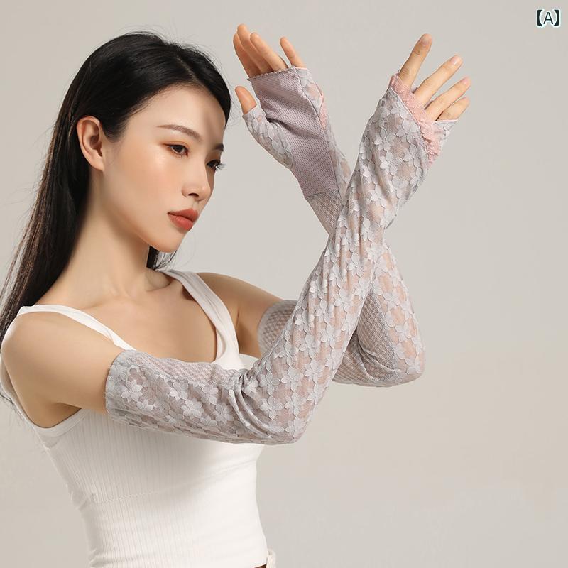 アーム スリーブ レース レディース レディース ファッション カバー 日焼け防止 紫外線対策 夏 ひんやり 涼しい 快適 夏