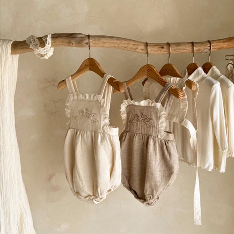 ベビー ジャンプスーツ かわいい 春 韓国 ベビー 刺繍 レース サスペンダー ガール ベビー キャリア 北..