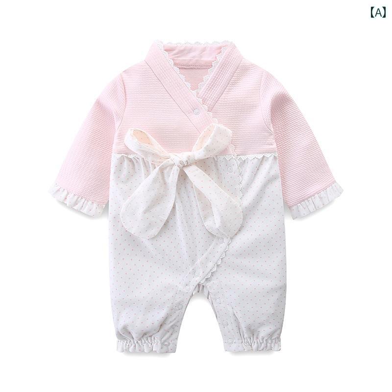 ロンパース ベビー服 カバーオール ジャンプ スーツ 新生児 春秋 韓服 長袖 韓国 女児 赤ちゃん プリンセス かわいい 生後1ヶ月 クロール スーツ