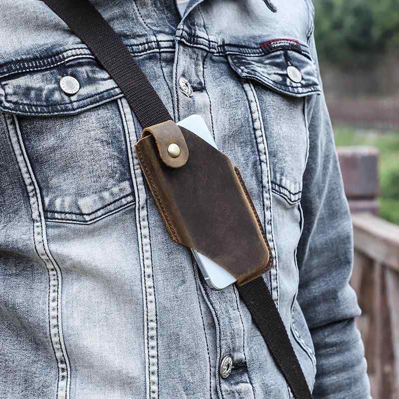携帯電話ケース レザー 牛革 ウエストベルト 斜め掛け バック 保護 スマホケース スマホカバー 保護カバー ショルダーケース