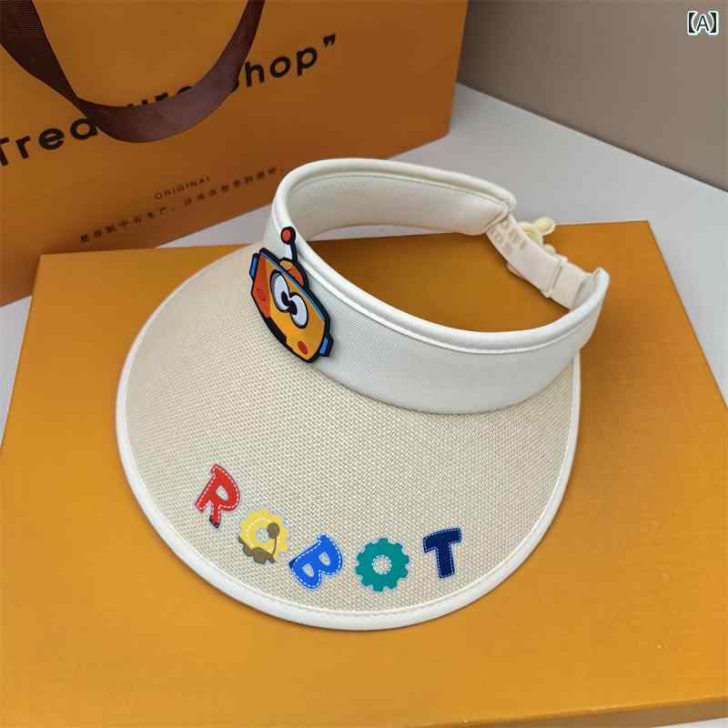 サンバイザー 子供 帽子 夏 空 トップレス 日よけ つば広 日焼け防止 男の子 女の子 ハット 調節可能 ..