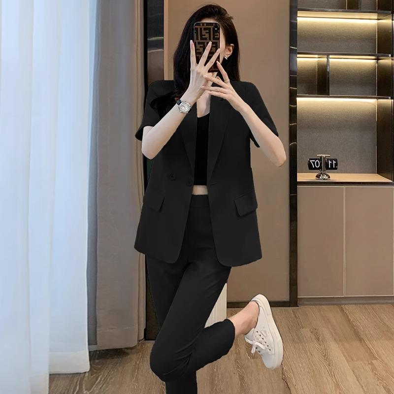 スーツ ジャケット レディース パンツ 夏 薄手 レディース 半袖 フォーマル ビジネス 参観日 結婚式 二次会 カジュアル シンプル