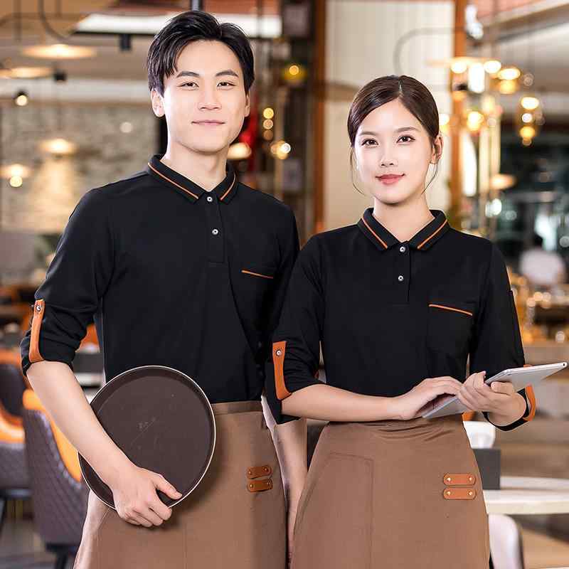 作業着 ユニフォーム ストレッチ繊維 メンズ 長袖 秋冬 ホテル ケータリング レストラン プリント コー..