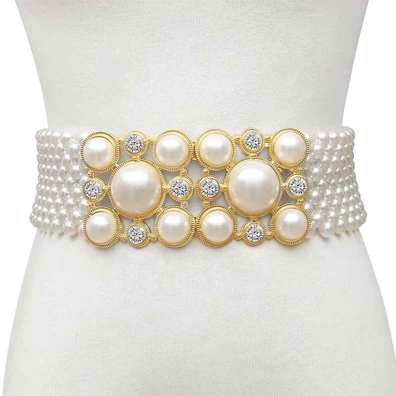 スカート レディース カジュアル ベルト 幅広 おしゃれ パールベルト 弾性 ワイド ガードル アメリカ ..