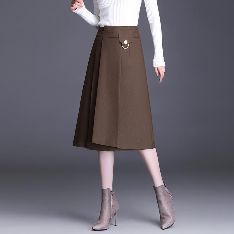 レディース プリーツスカート Aライン ミディアム丈 ハイウエスト フレア 着痩せ ウエストゴム スリム エレガント レディース フェミニン マルチシーン フォーマル 春 婦人服(4)