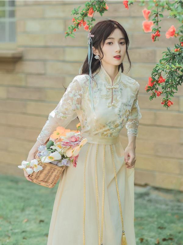 レディース レトロ チャイナドレス 衣装 スーパー フェアリー 韓服 エレガント ロング スカート 夏 ワンピース レディース ドレス