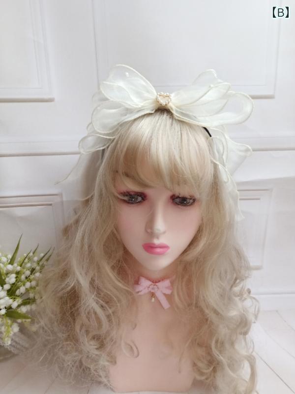 セキュアデポのカチューシャ ヘアバンド ヘアアクセサリー 激かわいい コスプレ ロリータ ゴスロリ 地雷 甘ロリ JK レディース ファッションアイテム｜アングル2