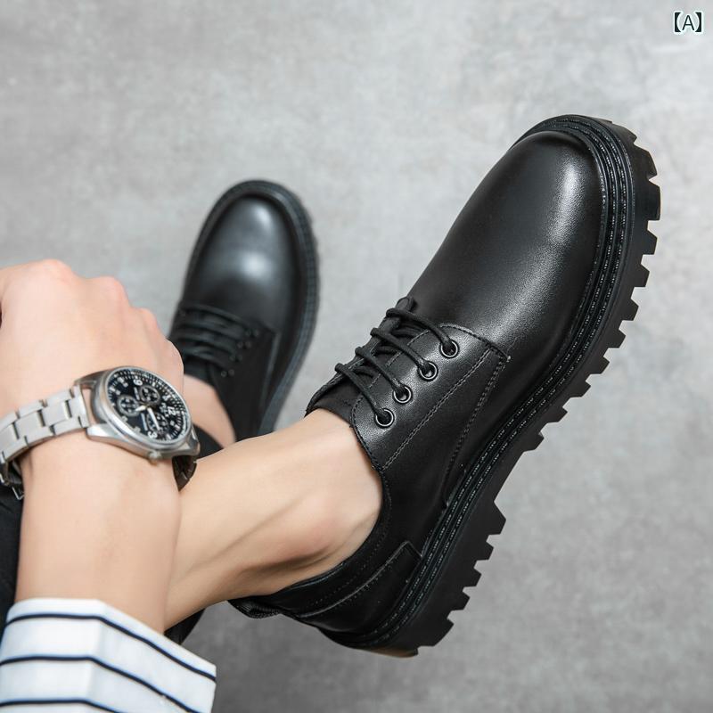 韓国 メンズ カジュアル ビジネス オフィス 紳士 レザーシューズ 革靴 パーティ マルチシーン ブリティッシュ スタイリッシュ オックスフォード ダッドシューズ