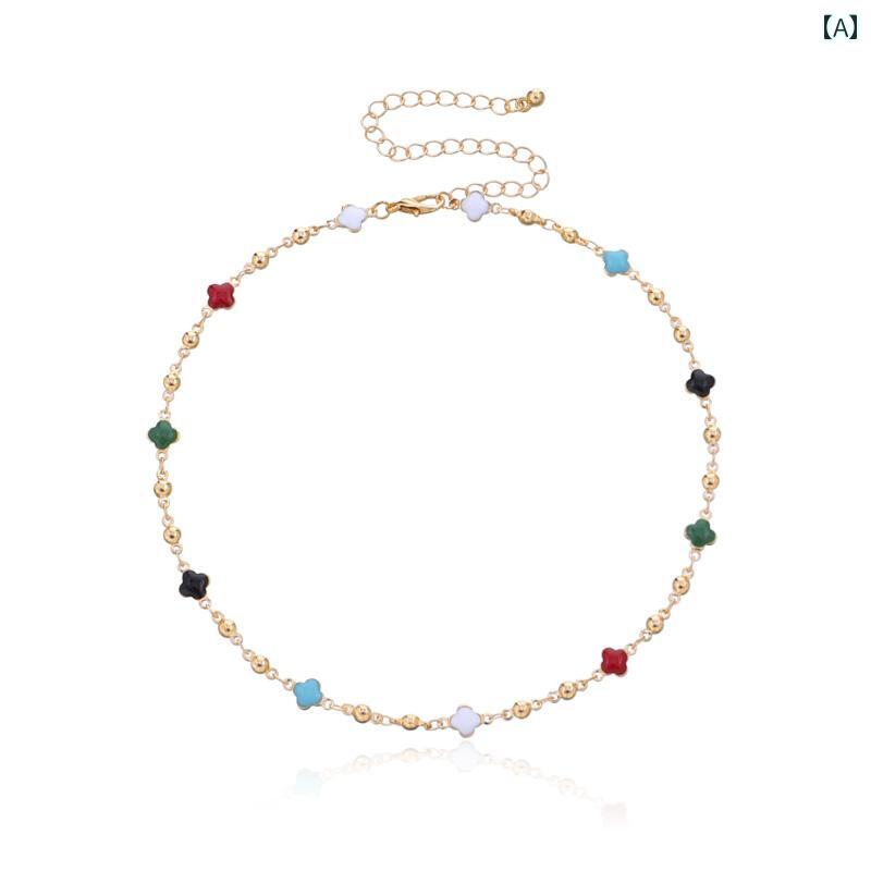 レディース ネックレス アクセサリー チェーン エスニック 水着 ビキニ プール ビーチ アクセ 四つ葉 ..