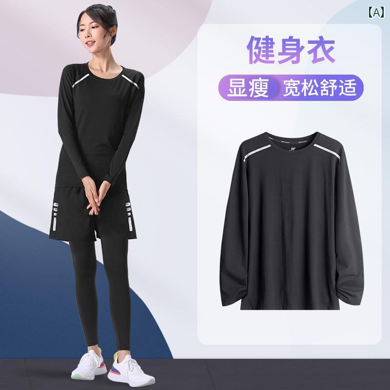 フィットネスウェア レディース ゆったり 大きめサイズ 速乾 スポーツ 長袖 Tシャ...